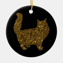 Luxury gold crushed metallic foil cat