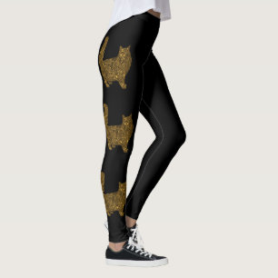 Luxury gold crushed metallic foil cat leggings