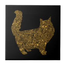 Luxury gold crushed metallic foil cat