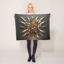 Luxury Gold Crystal Abstract Art Throw Blanket