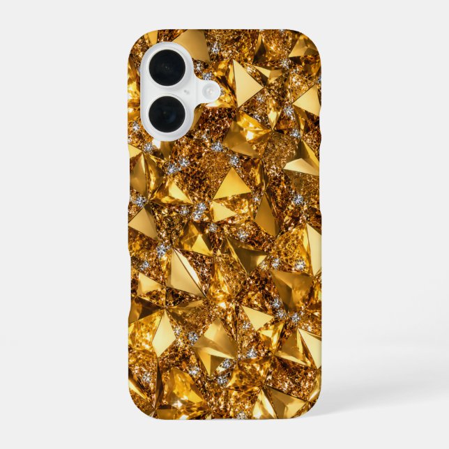 Luxury Gold Crystal iPhone 16 Art Case Design (Back)