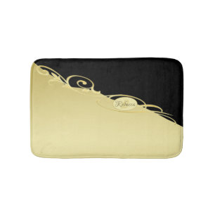 Luxury gold decorative on gold & black, Monogram Bath Mat