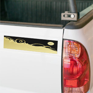 Luxury gold decorative on gold & black, Monogram Bumper Sticker