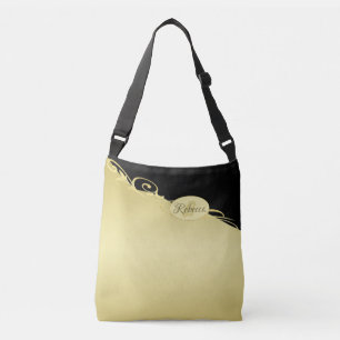Luxury gold decorative on gold & black, Monogram, Crossbody Bag