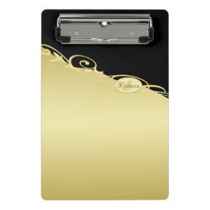 Luxury gold decorative on gold & black, Monogram Mini Clipboard