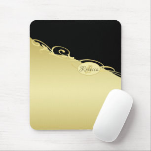 Luxury gold decorative on gold & black, Monogram  Mouse Mat