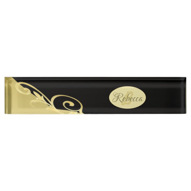 Luxury gold decorative on gold & black, Monogram Nameplate (Front)