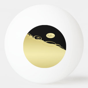 Luxury gold decorative on gold & black, Monogram Ping Pong Ball