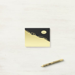 Luxury gold decorative on gold & black, Monogram Post-it Notes