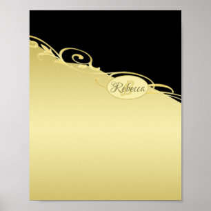 Luxury gold decorative on gold & black, Monogram, Poster