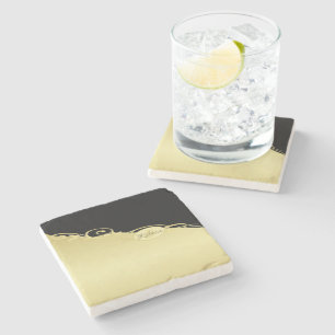 Luxury gold decorative on gold & black, Monogram Stone Coaster