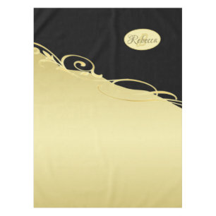 Luxury gold decorative on gold & black, Monogram Tablecloth