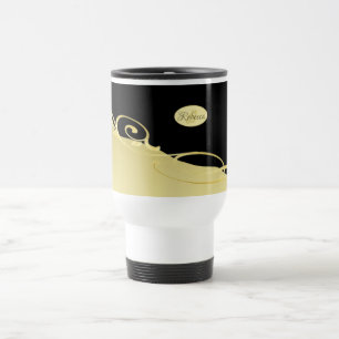 Luxury gold decorative on gold & black, Monogram Travel Mug
