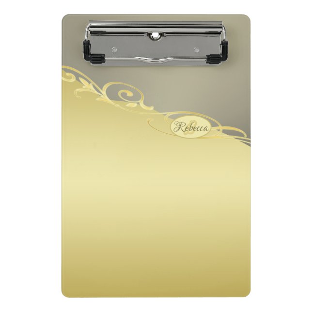 Luxury gold decorative on gold & silver, Monogram Mini Clipboard (Front)