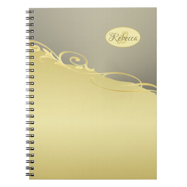 Luxury gold decorative on gold & silver, Monogram Notebook (Front)