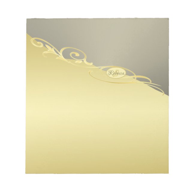 Luxury gold decorative on gold & silver, Monogram Notepad (Front)