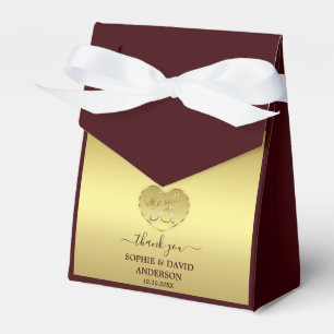 Luxury Gold Deep Burgundy Wedding Anniversary Favour Box
