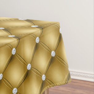 Luxury Gold Diamond Tufted Pattern Tablecloth