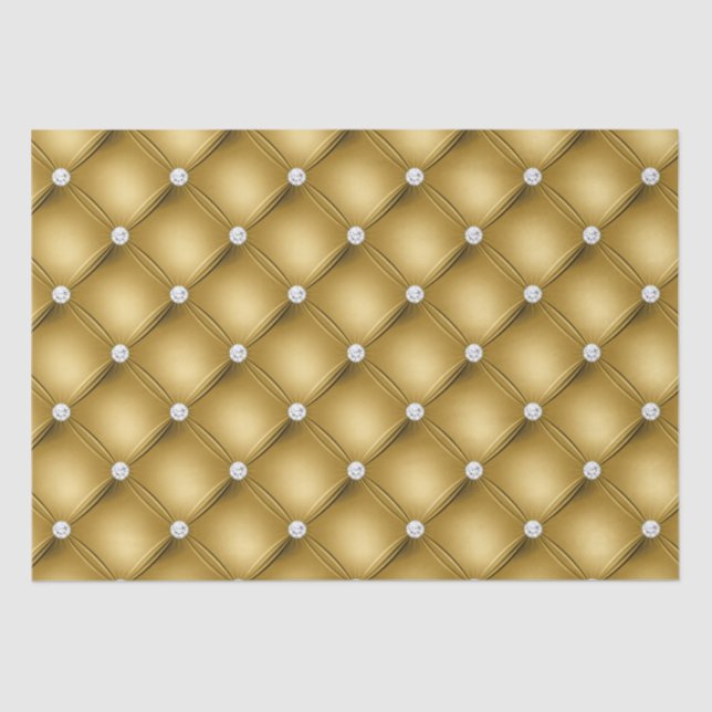 Luxury Gold Diamond Tufted Pattern Tissue Paper (Front)