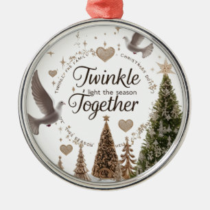 Luxury Gold Doves Twinkle Family Light the Season Metal Tree Decoration