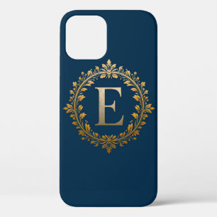 👑 Luxury Gold E Monogram Elegant Glitter Initial iPhone 12 Case