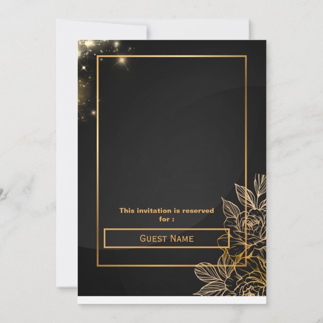 Luxury Gold Editable Modern Wedding Invitation (Back)