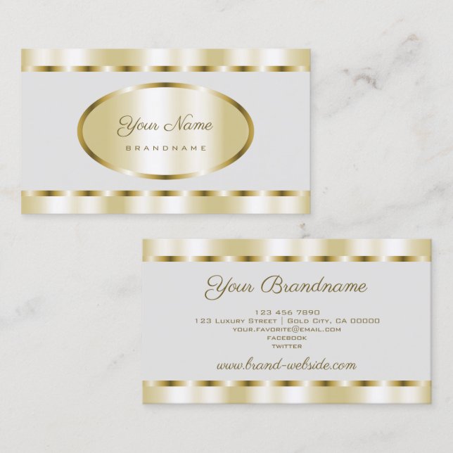 Luxury Gold Effect and Light Grey Professional Business Card (Front/Back)