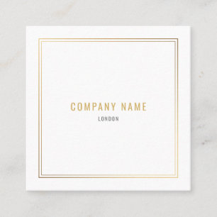 Luxury gold effect border white square business card