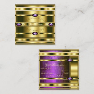 Luxury Gold Effect with Dark Purple Marble Pattern Square Business Card