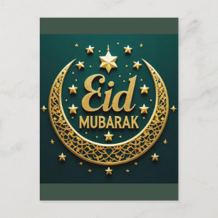 Luxury Gold Eid Mubarak  Postcard