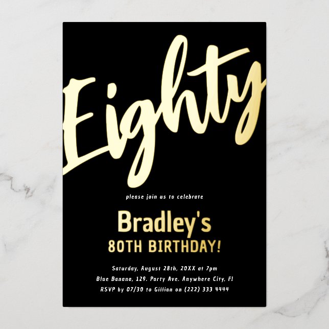 Luxury Gold 'Eighty' Adult Milestone 80th Birthday (Front)