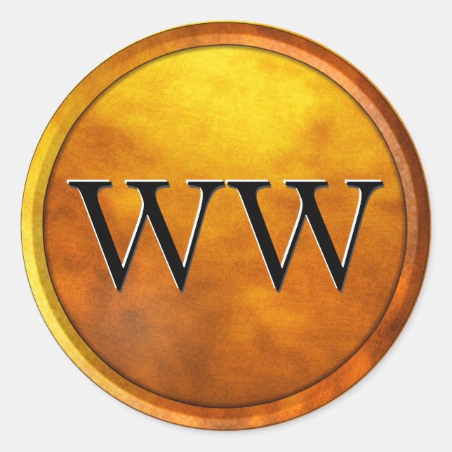Luxury Gold Embossed Monogram Classic Round Sticker (Front)