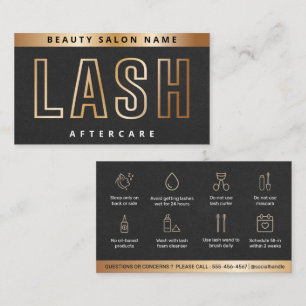 Luxury Gold Eyelash Extensions Lash Aftercare Card