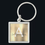 Luxury Gold Faux Stainless Steel Monogram Key Ring<br><div class="desc">Luxury Gold Faux Stainless Steel Metallic Elegant Keychain. These Keychains can be customised to include your initial and first name. These key chains make great birthday,  bridal shower or bachelorette party favours.</div>
