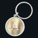 Luxury Gold Faux Stainless Steel Monogram Key Ring<br><div class="desc">Luxury Gold Faux Stainless Steel Metallic Elegant Keychain. These Keychains can be customised to include your initial and first name. These key chains make great birthday,  bridal shower or bachelorette party favours.</div>