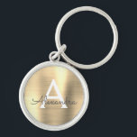 Luxury Gold Faux Stainless Steel Monogram Key Ring<br><div class="desc">Luxury Gold Faux Stainless Steel Metallic Elegant Keychain. These Keychains can be customised to include your initial and first name. These key chains make great birthday,  bridal shower or bachelorette party favours.</div>