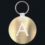Luxury Gold Faux Stainless Steel Monogram Key Ring<br><div class="desc">Luxury Gold Faux Stainless Steel Metallic Elegant Keychain. These Keychains can be customised to include your initial and first name. These key chains make great birthday,  bridal shower or bachelorette party favours.</div>