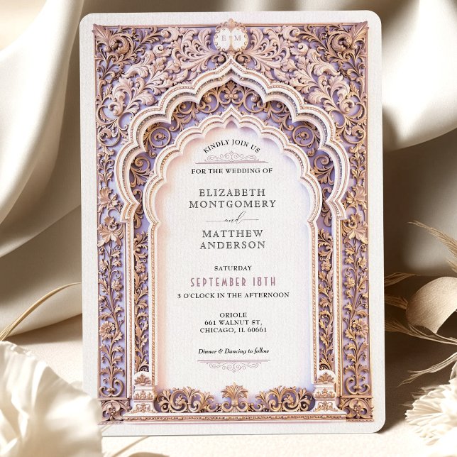 Luxury Gold Filigree Wedding Ornate Arch Invitatio Invitation (Creator Uploaded)