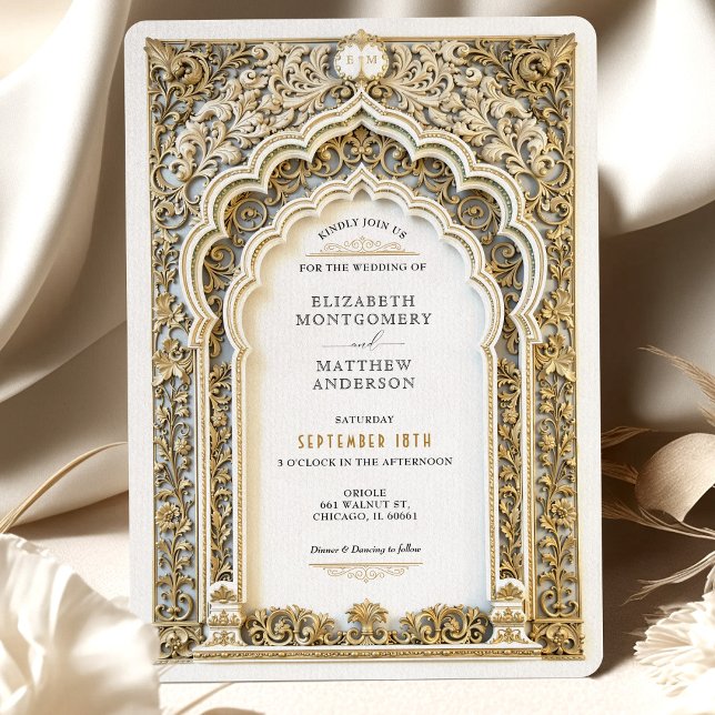 Luxury Gold Filigree Wedding Ornate Arch Invitation (Creator Uploaded)