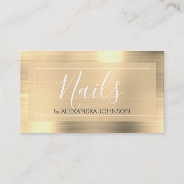 Luxury Gold Finger Nails Salon Business Card (Front)