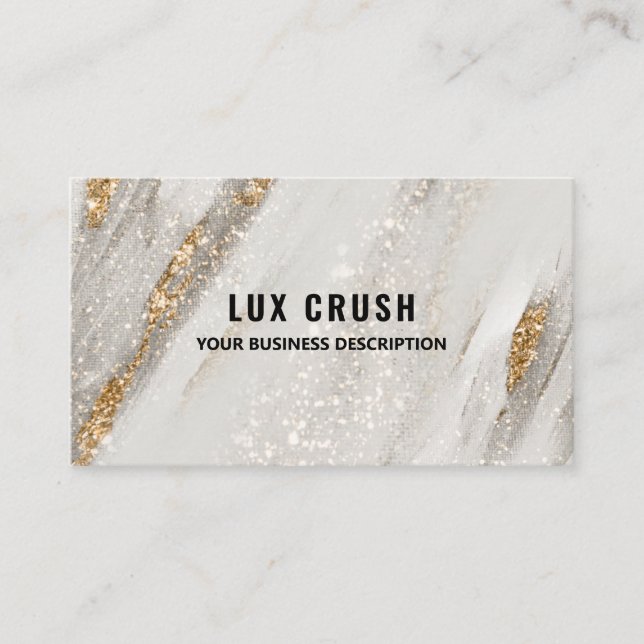 Luxury Gold Fleck White Glitter Business Card (Front)