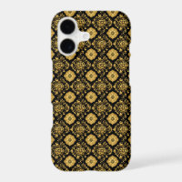 Luxury Gold Floral Damask Pattern On Black