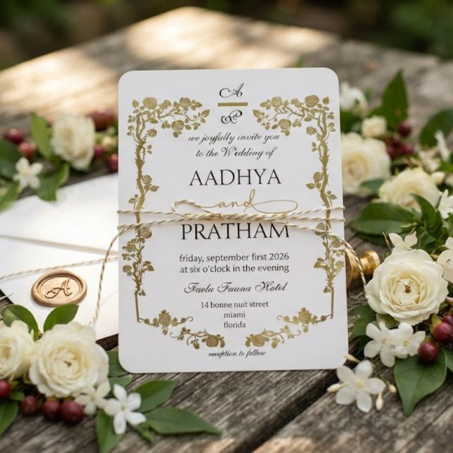 Luxury Gold Floral Frame Wedding Invitation (Creator Uploaded)