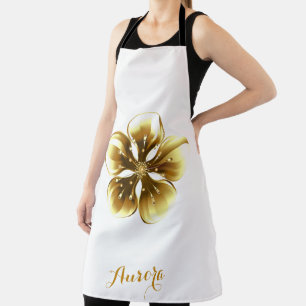 Luxury Gold Floral Glitter Typography Apron