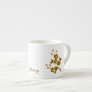 Luxury Gold Floral Glitter Typography Espresso Cup