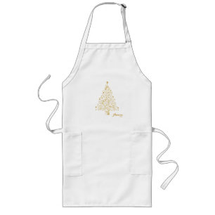 Luxury Gold Floral Glitter Typography Long Apron
