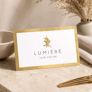 Luxury Gold Floral Hair Stylist Business Card
