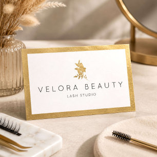 Luxury Gold Floral Lash Artist Beauty Business Card