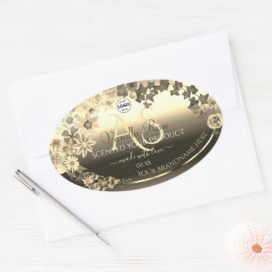 Luxury Gold Floral Product Label Monogram Add Logo