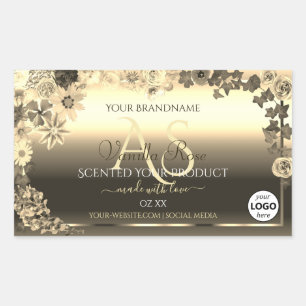 Luxury Gold Floral Product Label Monogram Add Logo